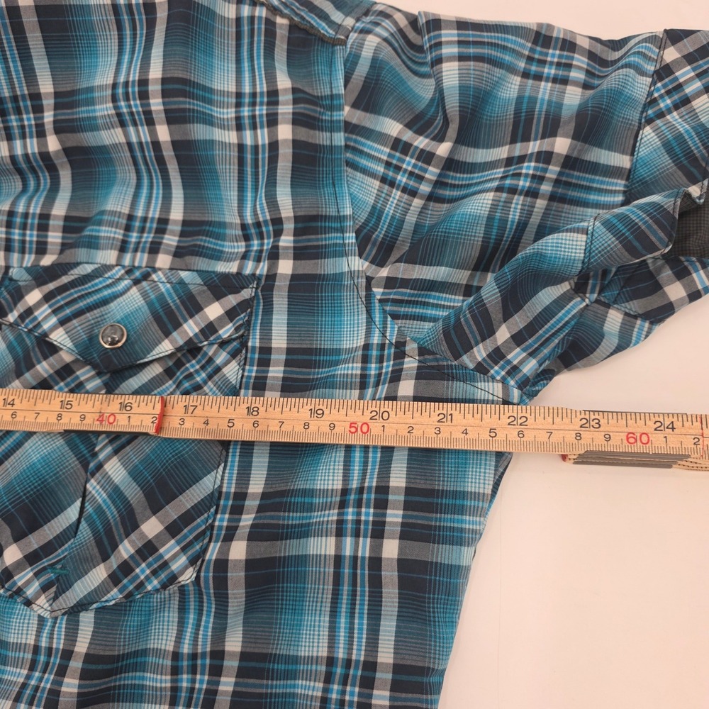 KUHL PEARL SNAP SHIRT MENS SMALL BLUE PLAID ELUXUR PERFORMANCE SHORT SLEEVE HIKE - Picture 12 of 14